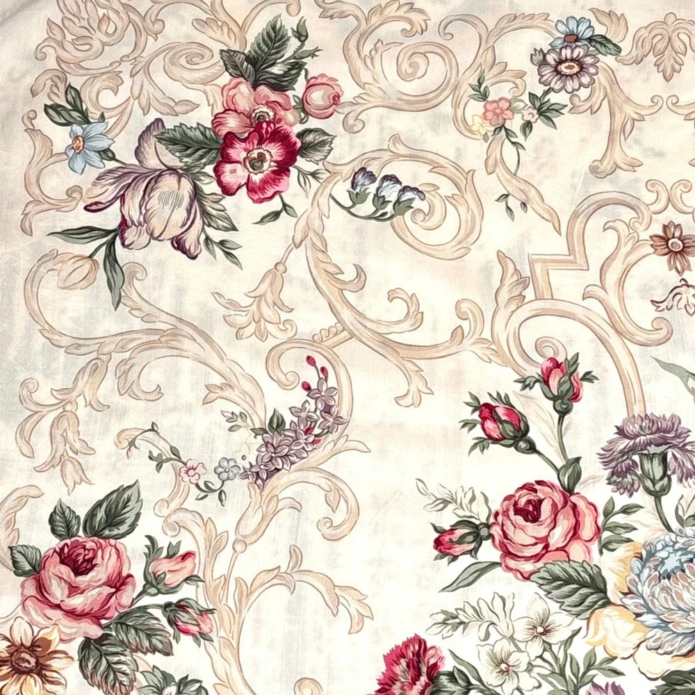 Ralph Lauren Scarf Silk Floral Filigree Beige Cream Cottagecore Romantic Elegant